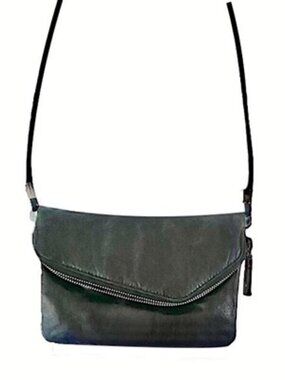 Hobo Daria Small Leather Bag Foldover Cross Body Clutch in Black